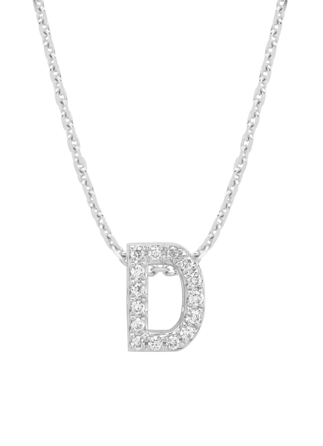 Diamond Point Witgouden hanger D, 0.06 ct diamant, Alphabet - voorkant witgoud