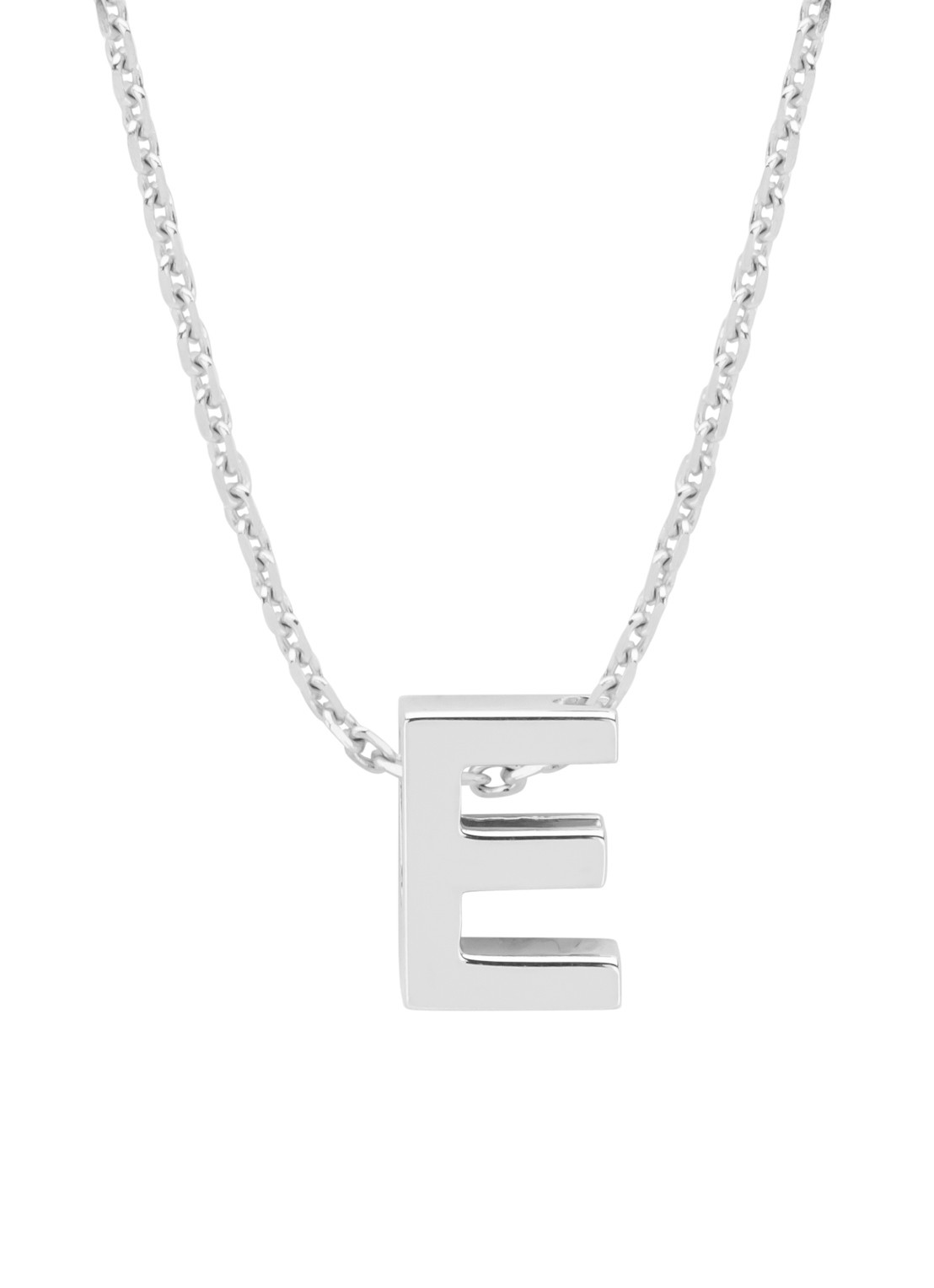 Diamond Point Witgouden hanger E, Alphabet - voorkant witgoud