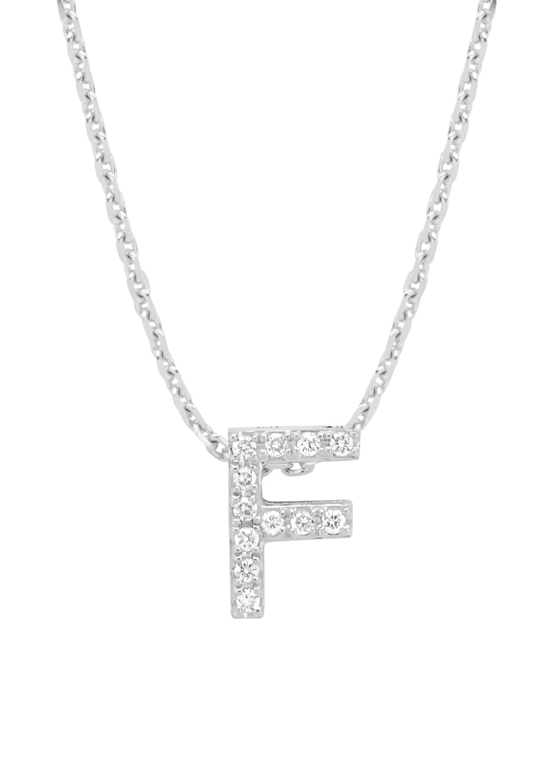 Diamond Point Witgouden hanger F, 0.04 ct diamant, Alphabet - voorkant 2 witgoud