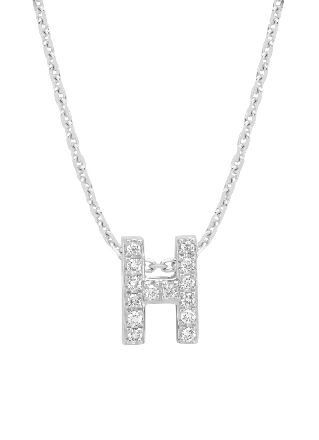 Diamond Point Witgouden hanger H, 0.05 ct diamant, Alphabet - voorkant 2 witgoud