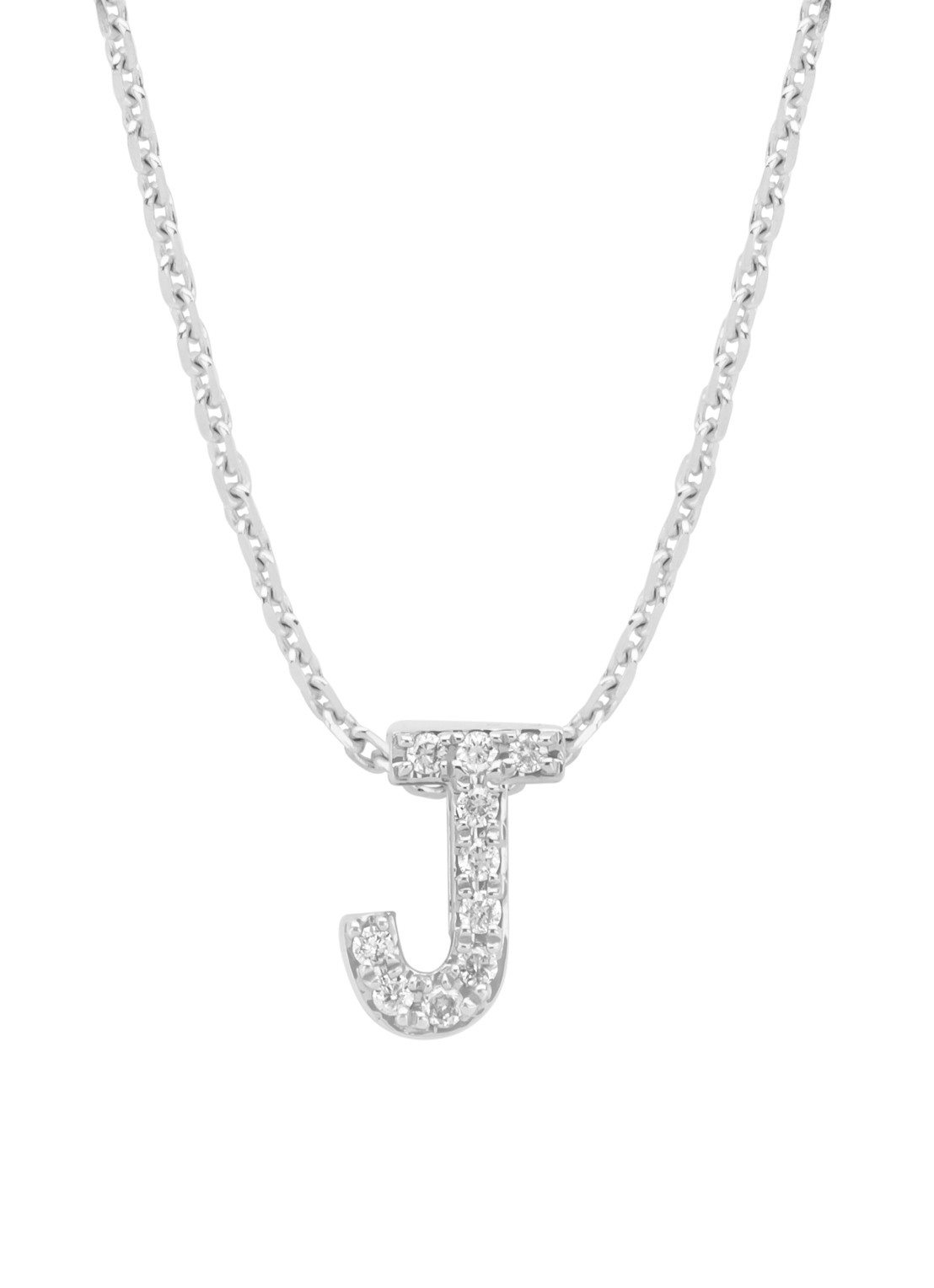 Diamond Point Witgouden hanger J, 0.04 ct diamant, Alphabet - voorkant 2 witgoud