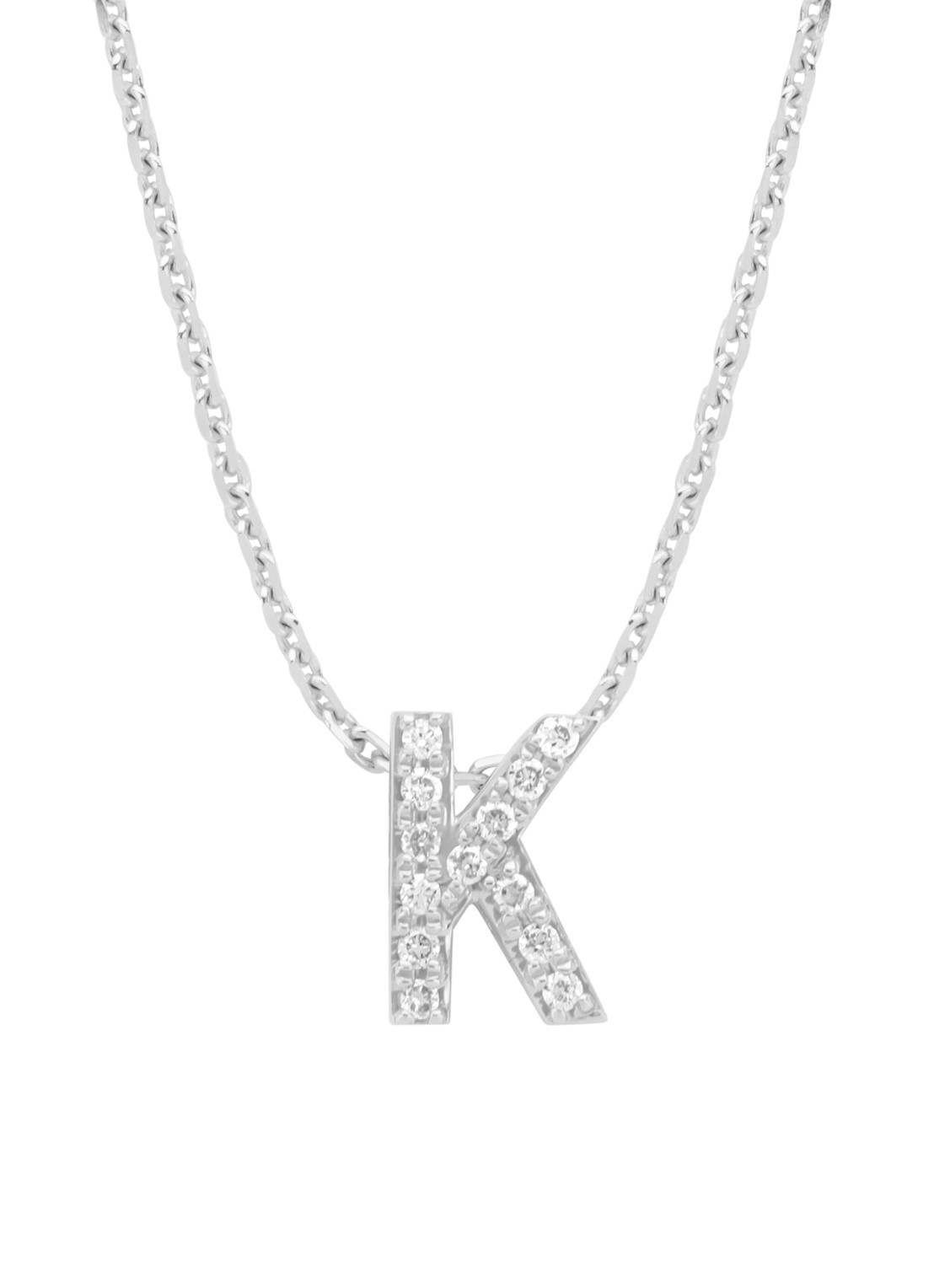 Diamond Point Witgouden hanger K, 0.05 ct diamant, Alphabet - voorkant 2 witgoud