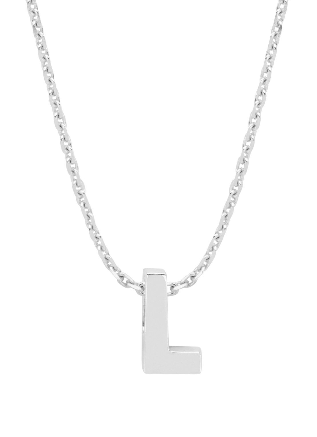 Diamond Point Witgouden hanger L, Alphabet - voorkant 2 witgoud