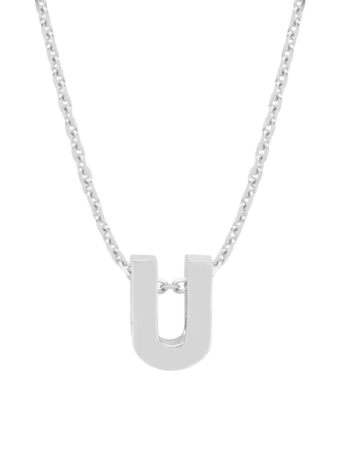 Diamond Point Witgouden hanger U, Alphabet - voorkant 2 witgoud