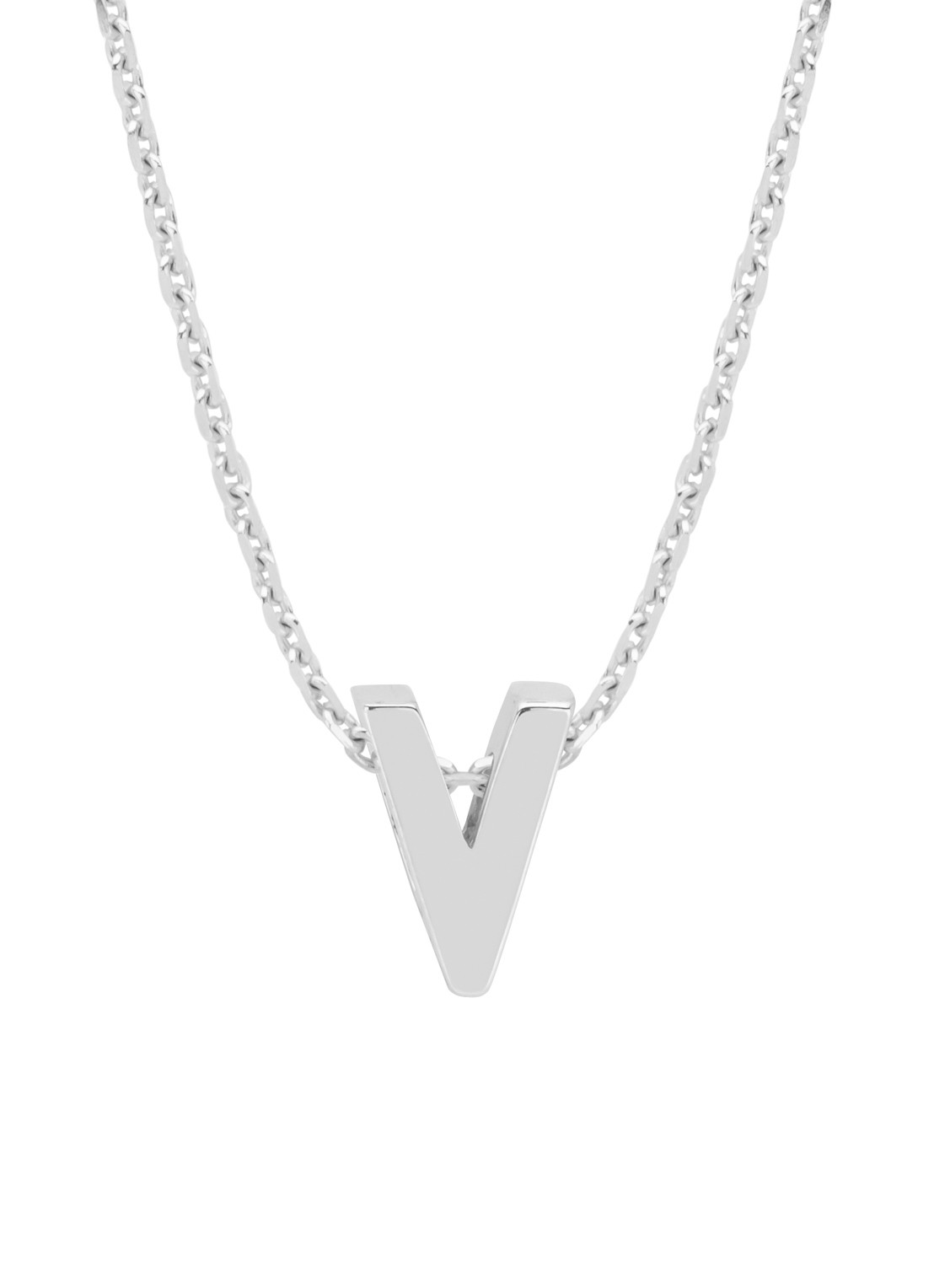 Diamond Point Witgouden hanger V, Alphabet - voorkant witgoud