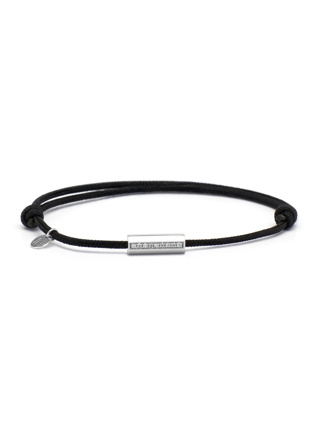 Diamond Point Witgouden koord armband, 0.04 ct diamant, Timeless Treasures - voorkant witgoud