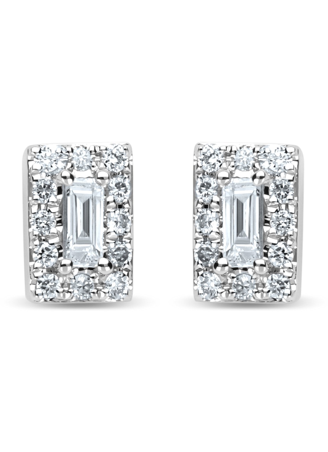 Diamond Point Witgouden oorsieraden, 0.18 ct diamant, Petite Romance - voorkant witgoud