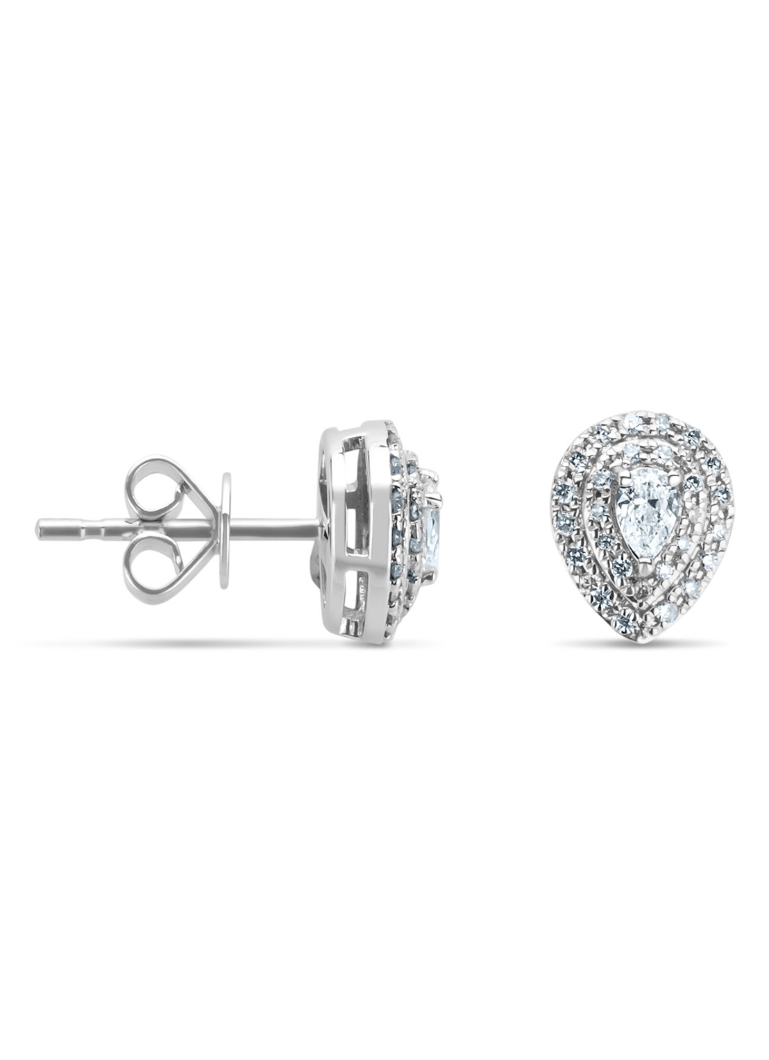 Diamond Point Witgouden oorsieraden, 0.36 ct diamant, Petite Romance - voorkant witgoud