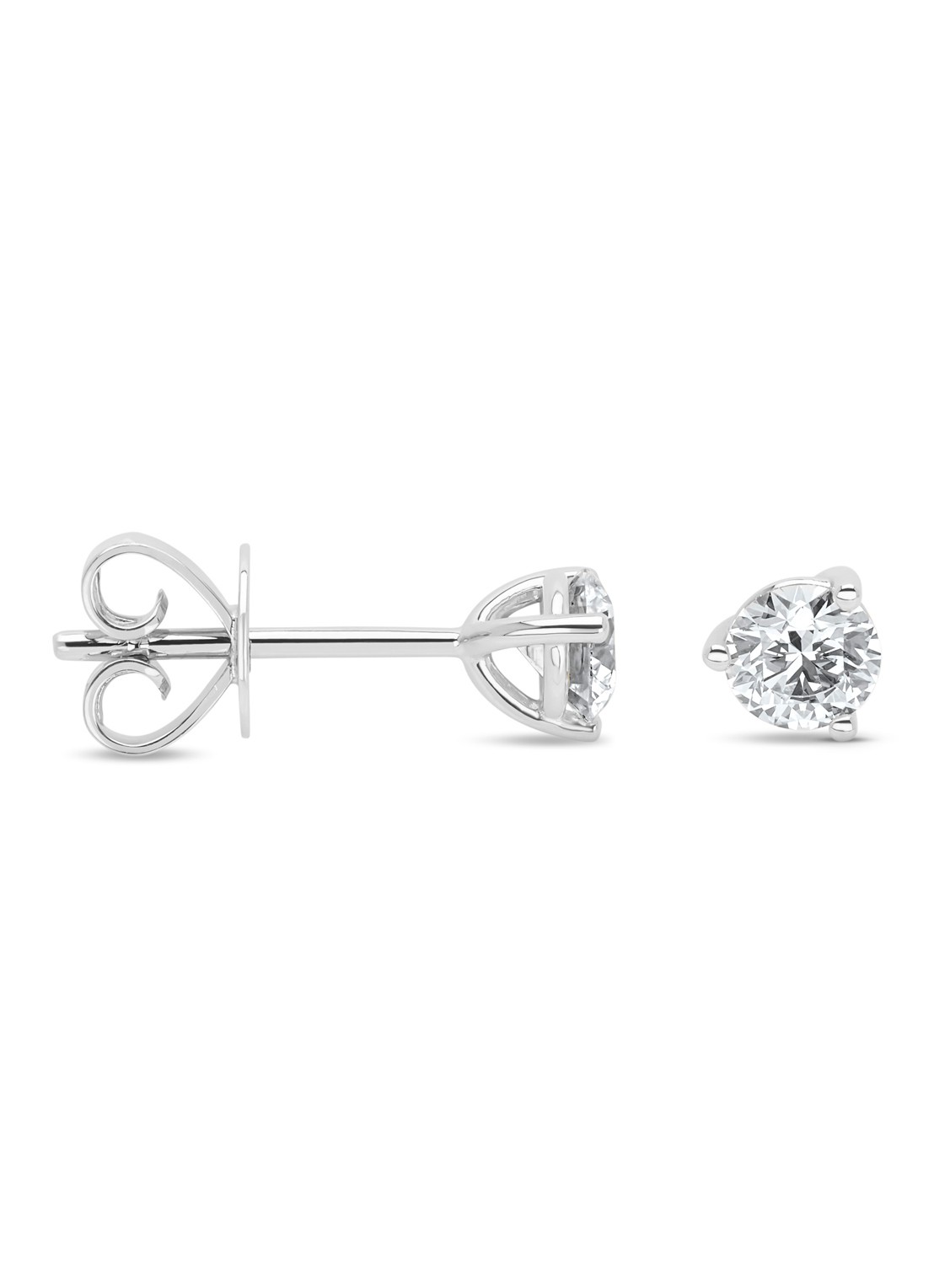 Diamond Point Witgouden oorsieraden, 0.60 ct diamant, Hearts & Arrows - voorkant witgoud