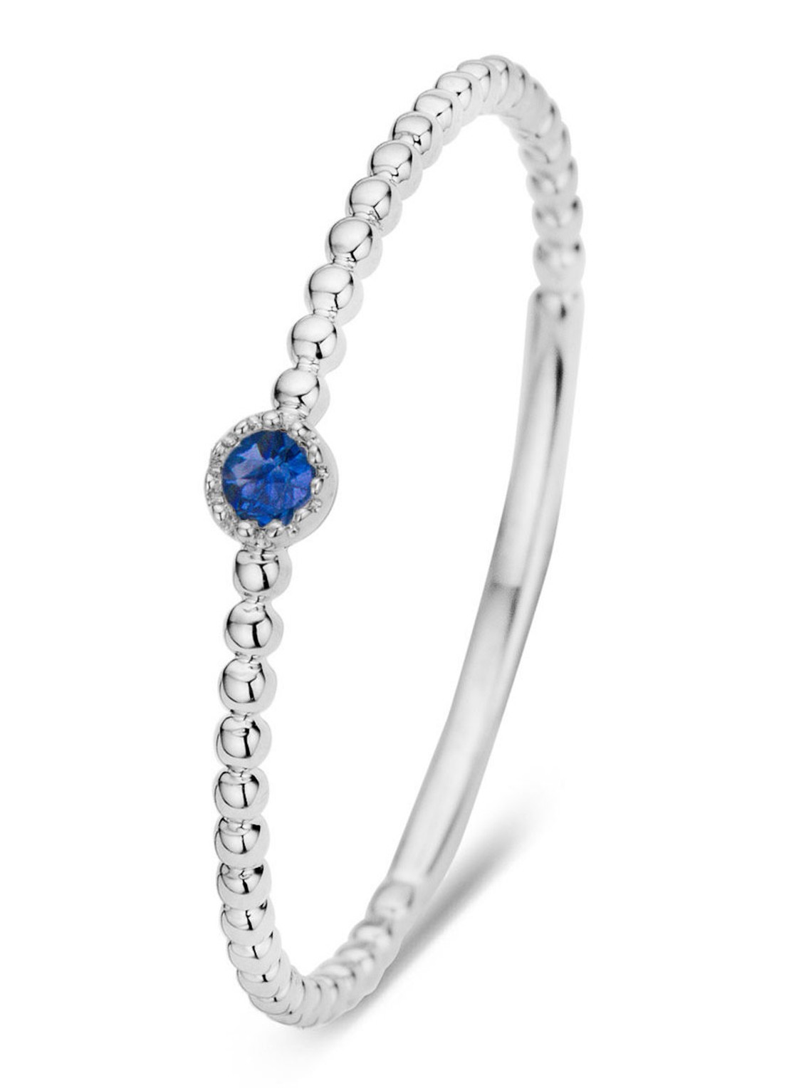 Diamond Point Witgouden ring 0.05 ct blauwe saffier Joy - voorkant witgoud