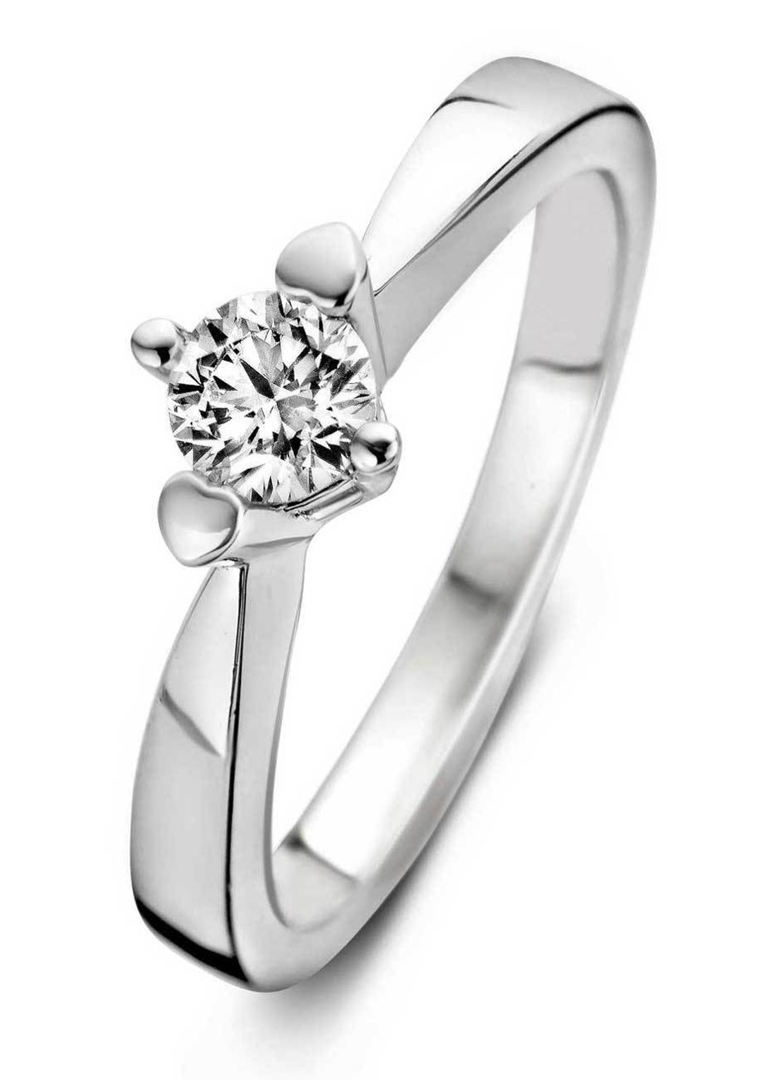 Diamond Point Witgouden ring 0.09 ct diamant Hearts & Arrows - voorkant 2 witgoud