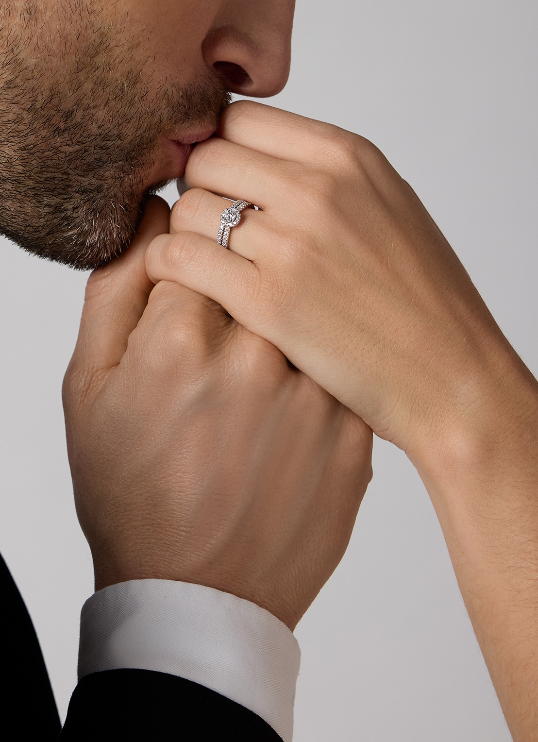Diamond Point Witgouden ring, 0.14 ct diamant, Perfect Match - voorkant 2 witgoud