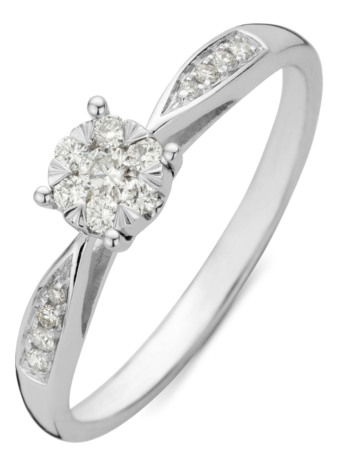 Diamond Point Witgouden ring, 0.20 ct diamant, Enchanted - voorkant 3 witgoud