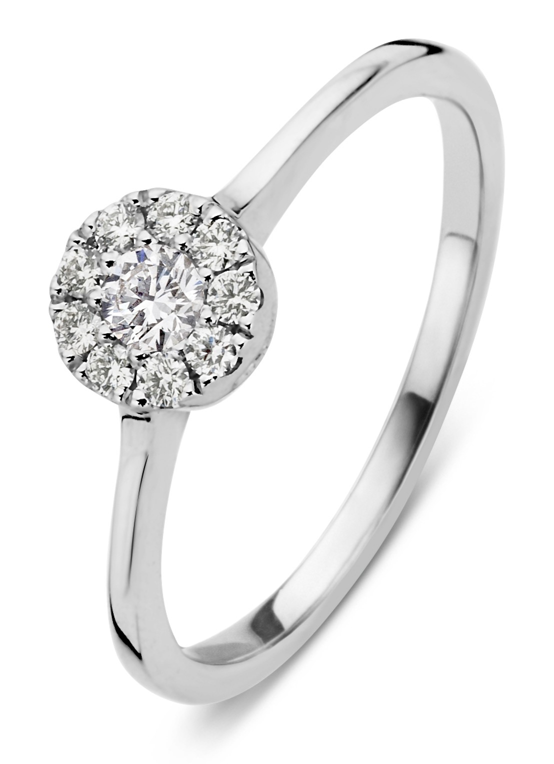 Diamond Point Witgouden ring 0.20 ct diamant Hearts & Arrows - voorkant 3 witgoud