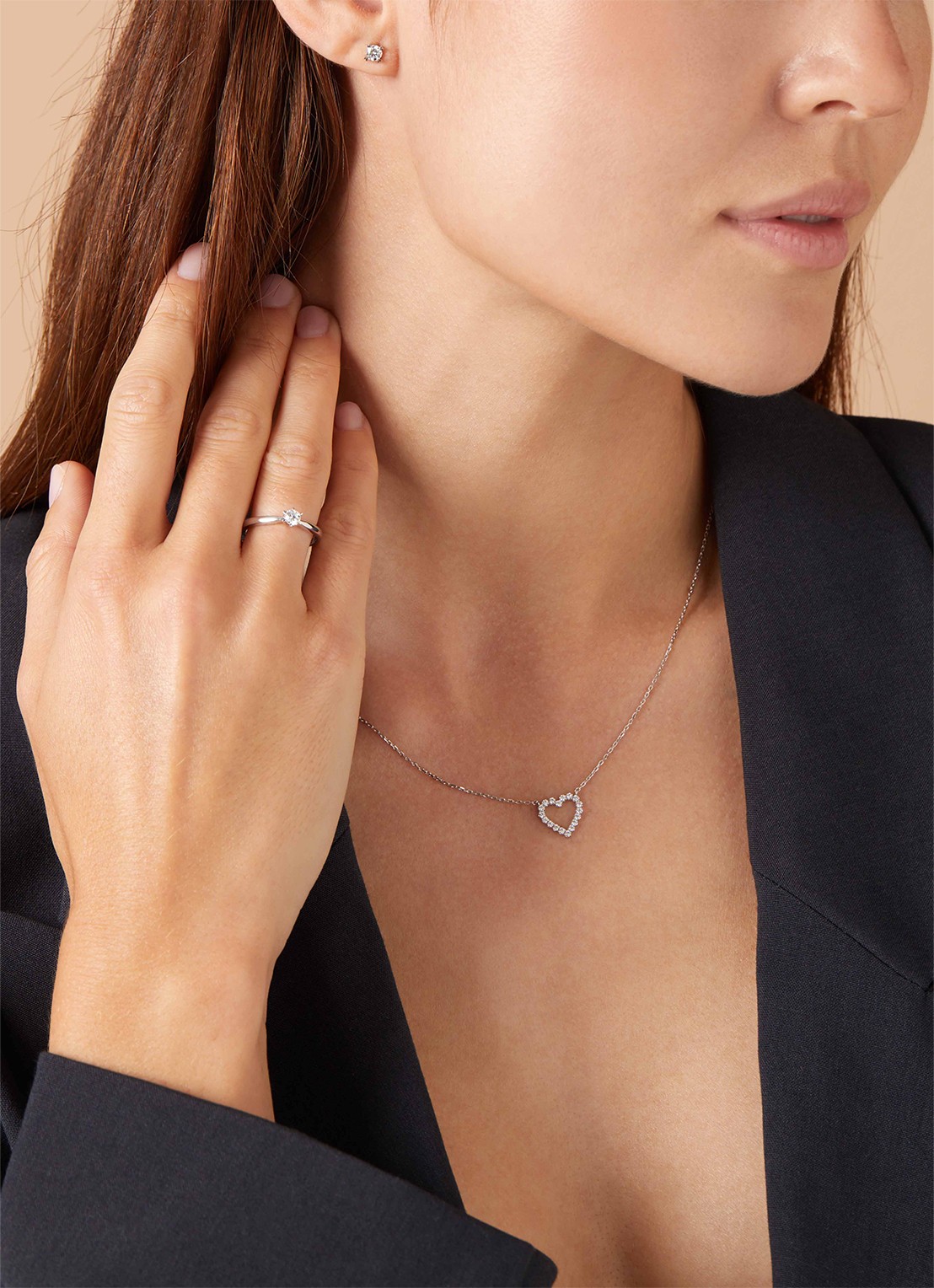 Diamond Point Witgouden ring, 0.20 ct diamant, Hearts & Arrows - detail 3 witgoud