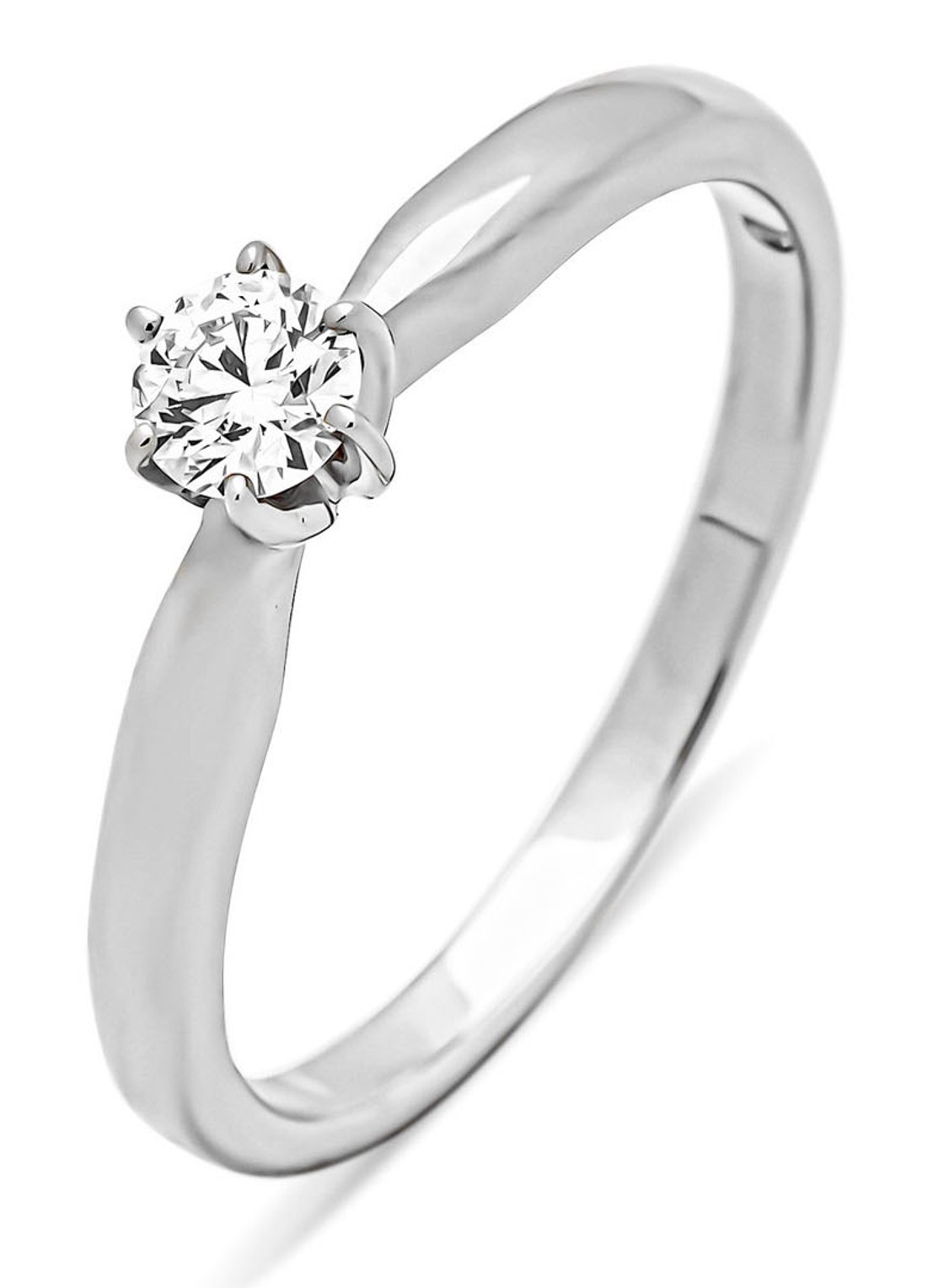 Diamond Point Witgouden ring, 0.20 ct diamant, Hearts & Arrows - voorkant witgoud