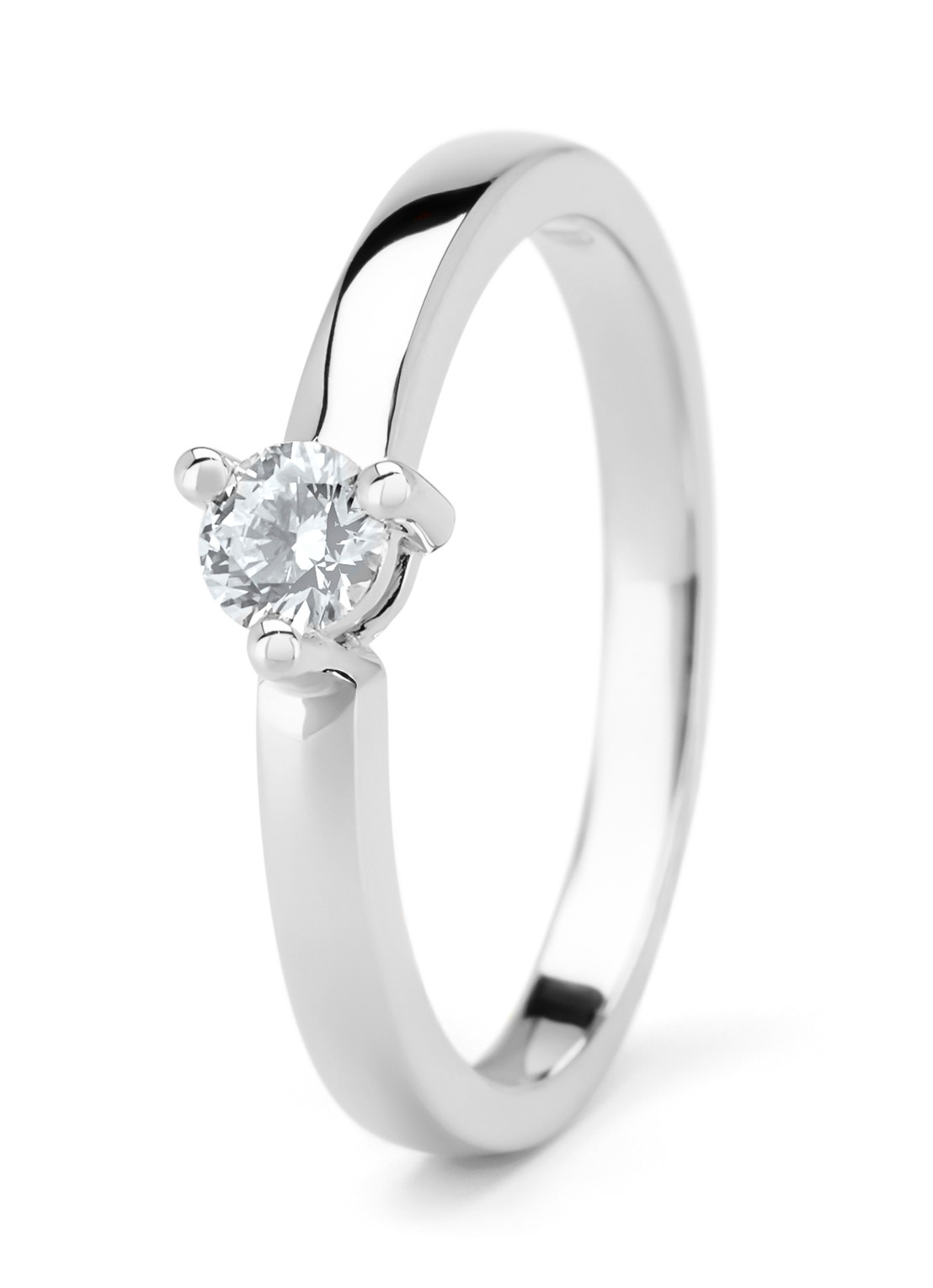 Diamond Point Witgouden ring, 0.20 ct diamant, Hearts & Arrows - voorkant witgoud