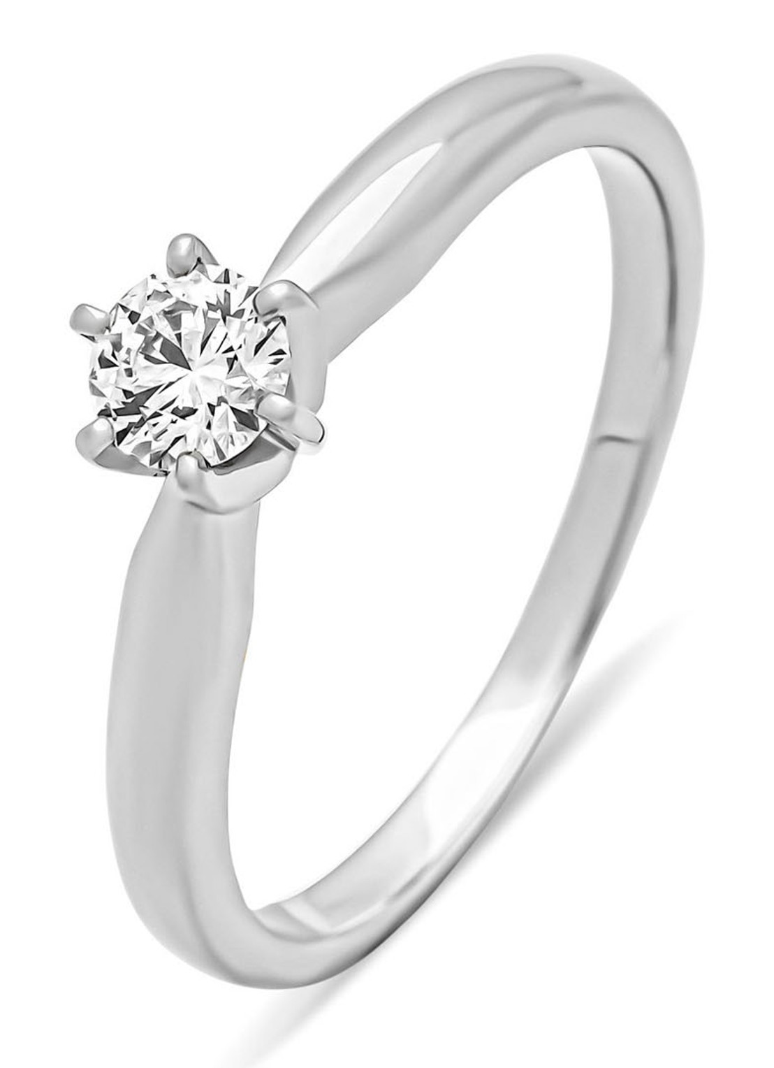 Diamond Point Witgouden ring, 0.25 ct diamant, Hearts & Arrows - voorkant 4 witgoud