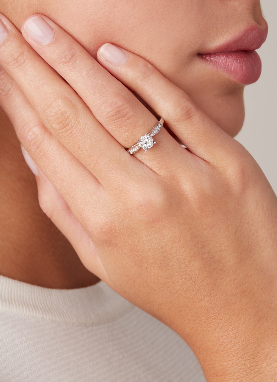 Diamond Point Witgouden ring, 0.29 ct diamant, Enchanted - voorkant 2 witgoud