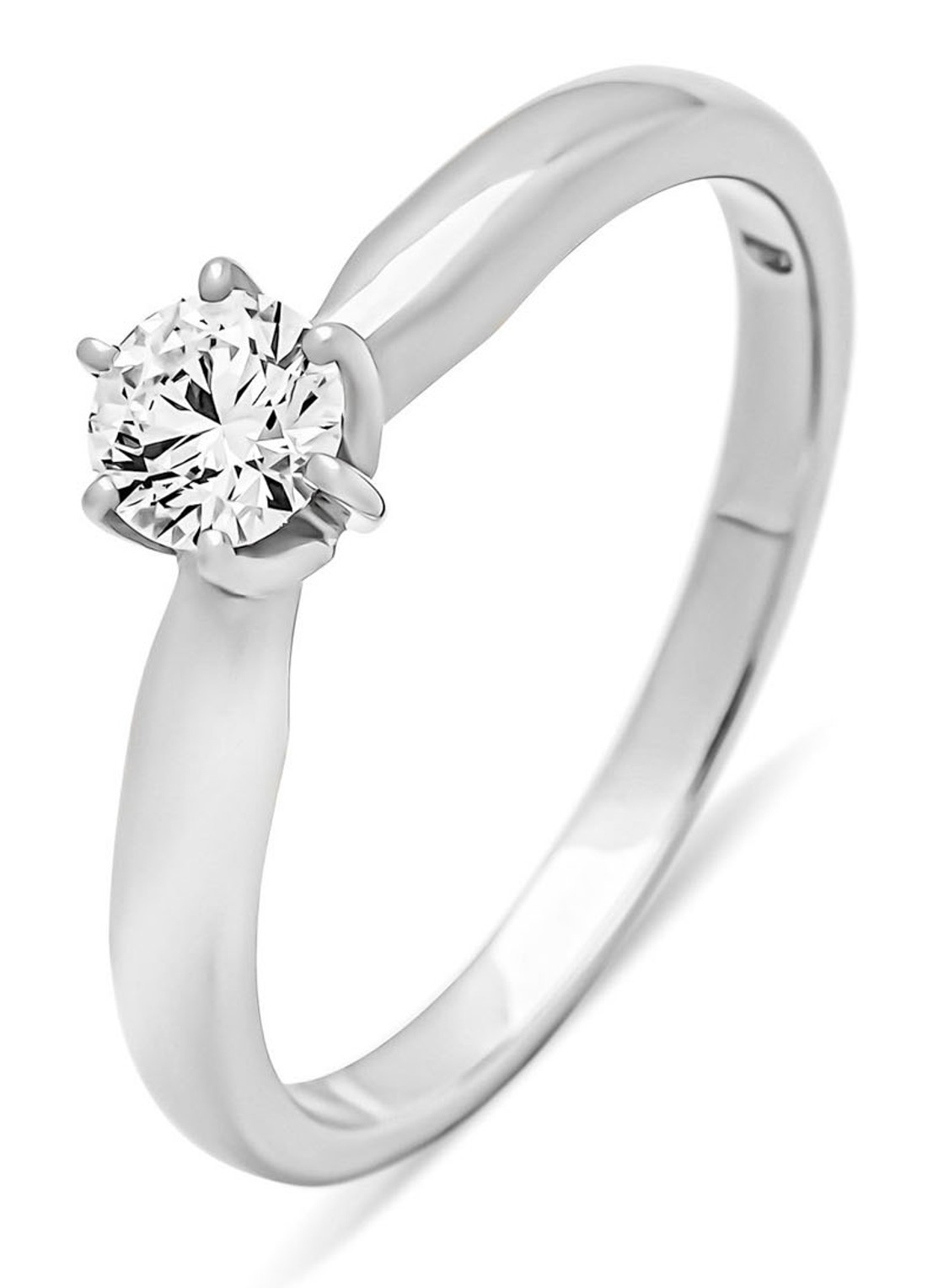 Diamond Point Witgouden ring, 0.30 ct diamant, Hearts & Arrows - voorkant witgoud