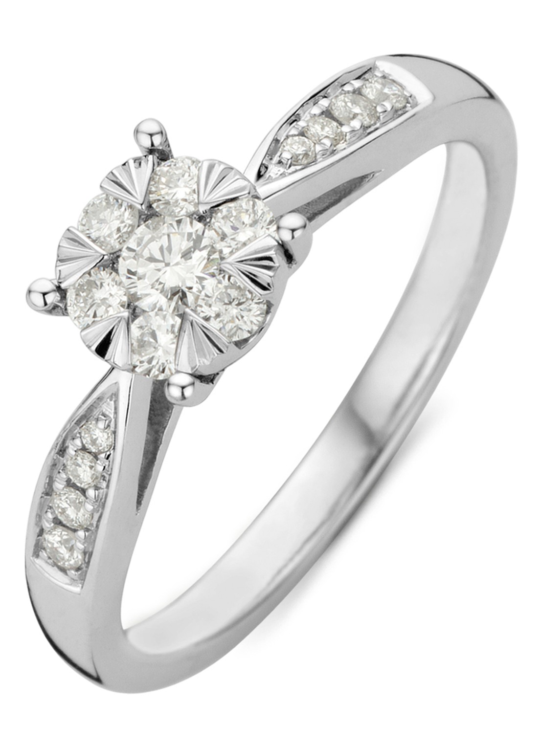 Diamond Point Witgouden ring, 0.35 ct diamant, Enchanted - voorkant 4 witgoud