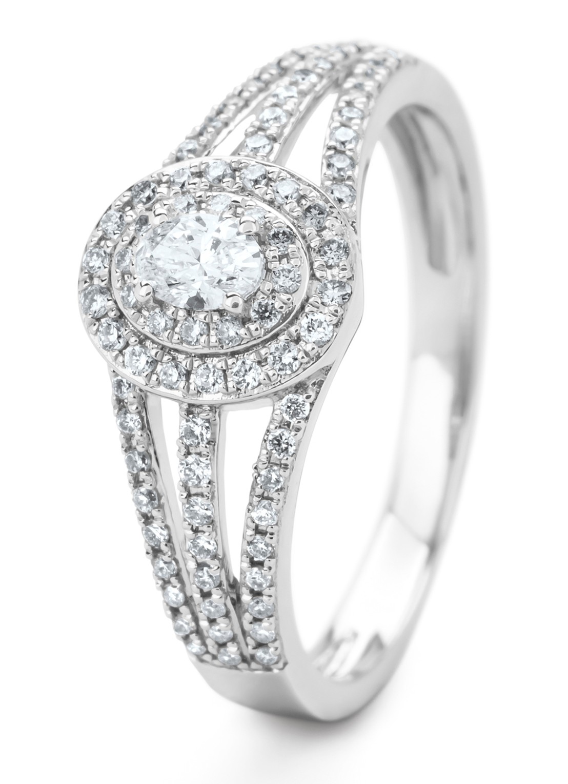 Diamond Point Witgouden ring, 0.38 ct diamant, Petite Romance - voorkant 3 witgoud