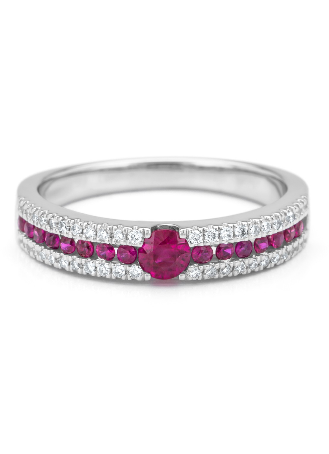 Diamond Point Witgouden ring, 0.38 ct robijn, Majestic - detail witgoud