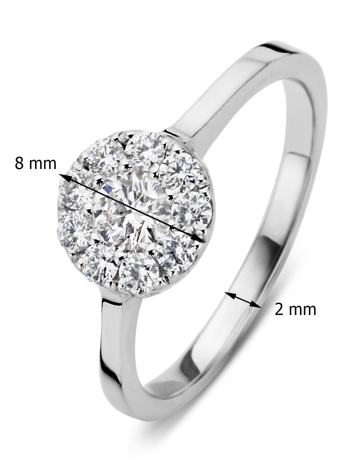Diamond Point Witgouden ring 0.42 ct diamant Hearts & Arrows - detail witgoud