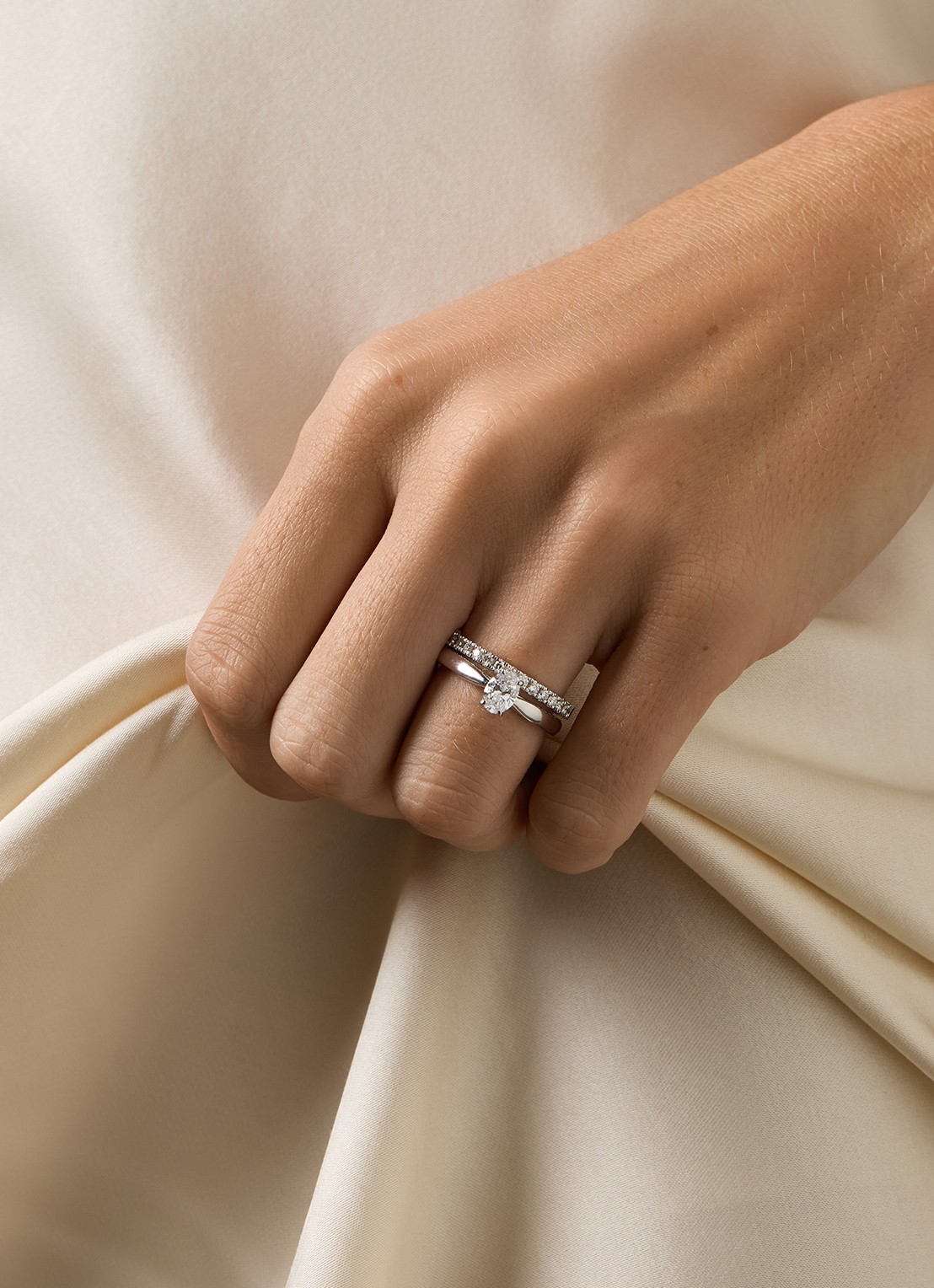 Diamond Point Witgouden ring, 0.50 ct diamant, Perfect Match - voorkant 2 witgoud
