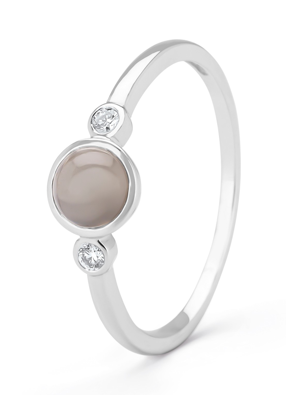 Diamond Point Witgouden ring, 0.58 ct maansteen, Little Drops - voorkant 3 witgoud