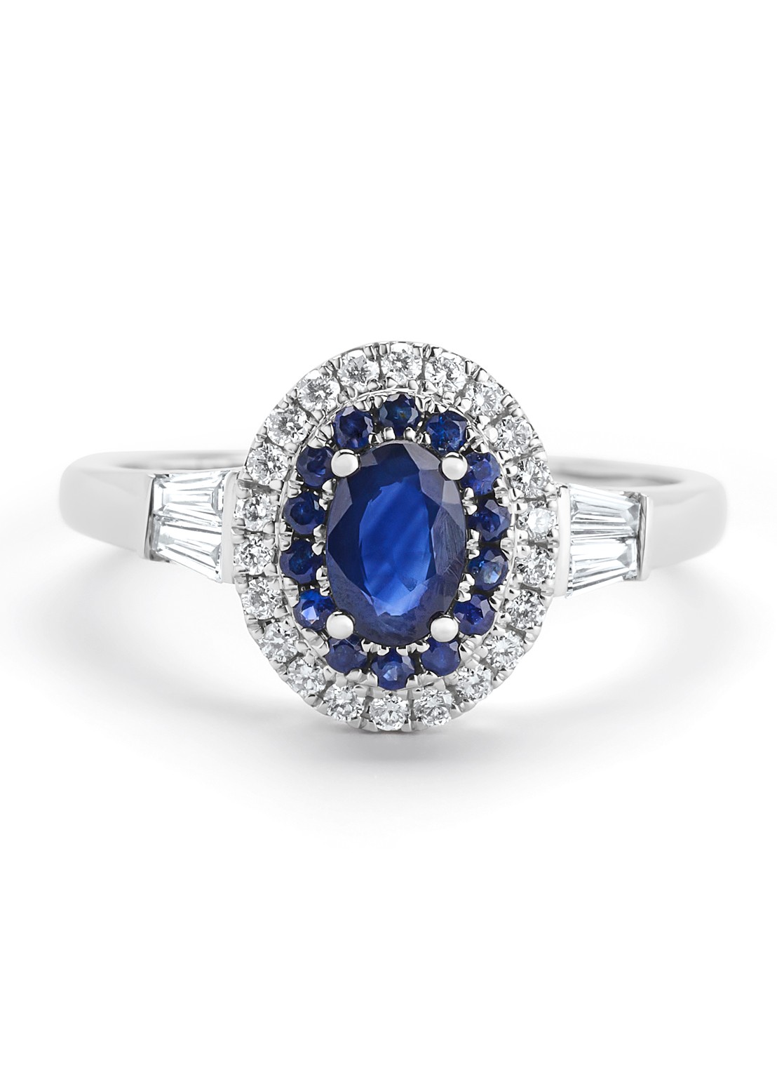 Diamond Point Witgouden ring, 0.65 ct blauwe saffier, Eden - detail 2 witgoud