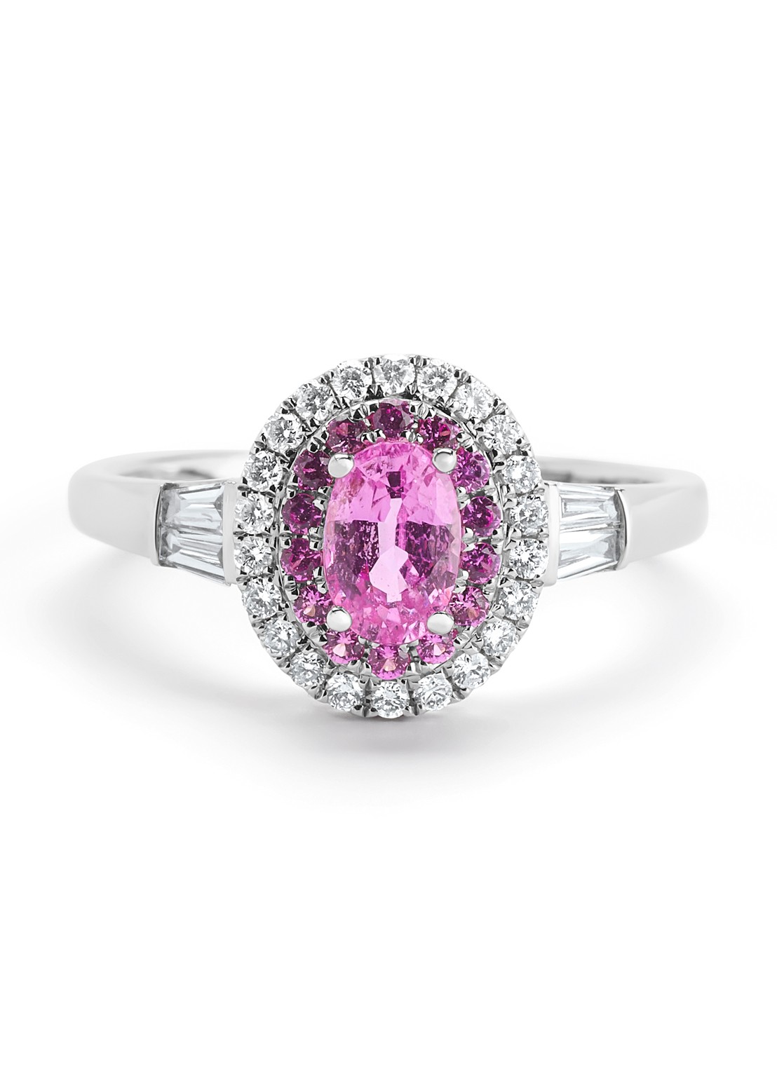 Diamond Point Witgouden ring, 0.65 ct roze saffier, Eden - detail 4 witgoud