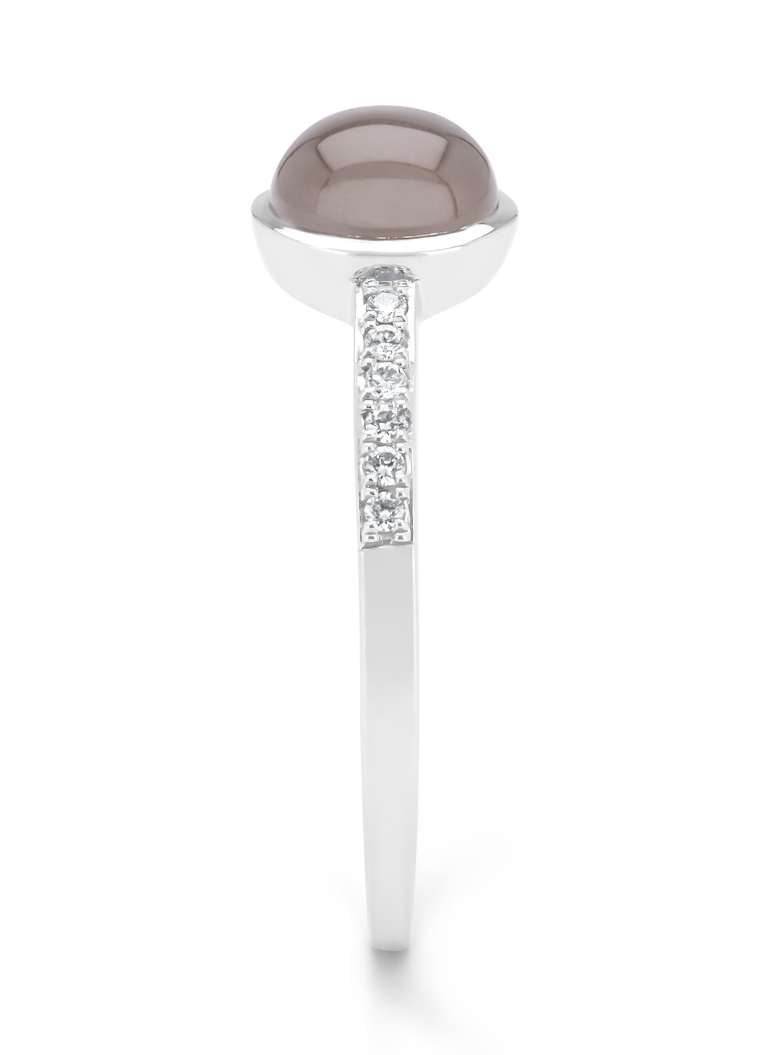 Diamond Point Witgouden ring, 0.96 ct maansteen, Little Drops - detail witgoud