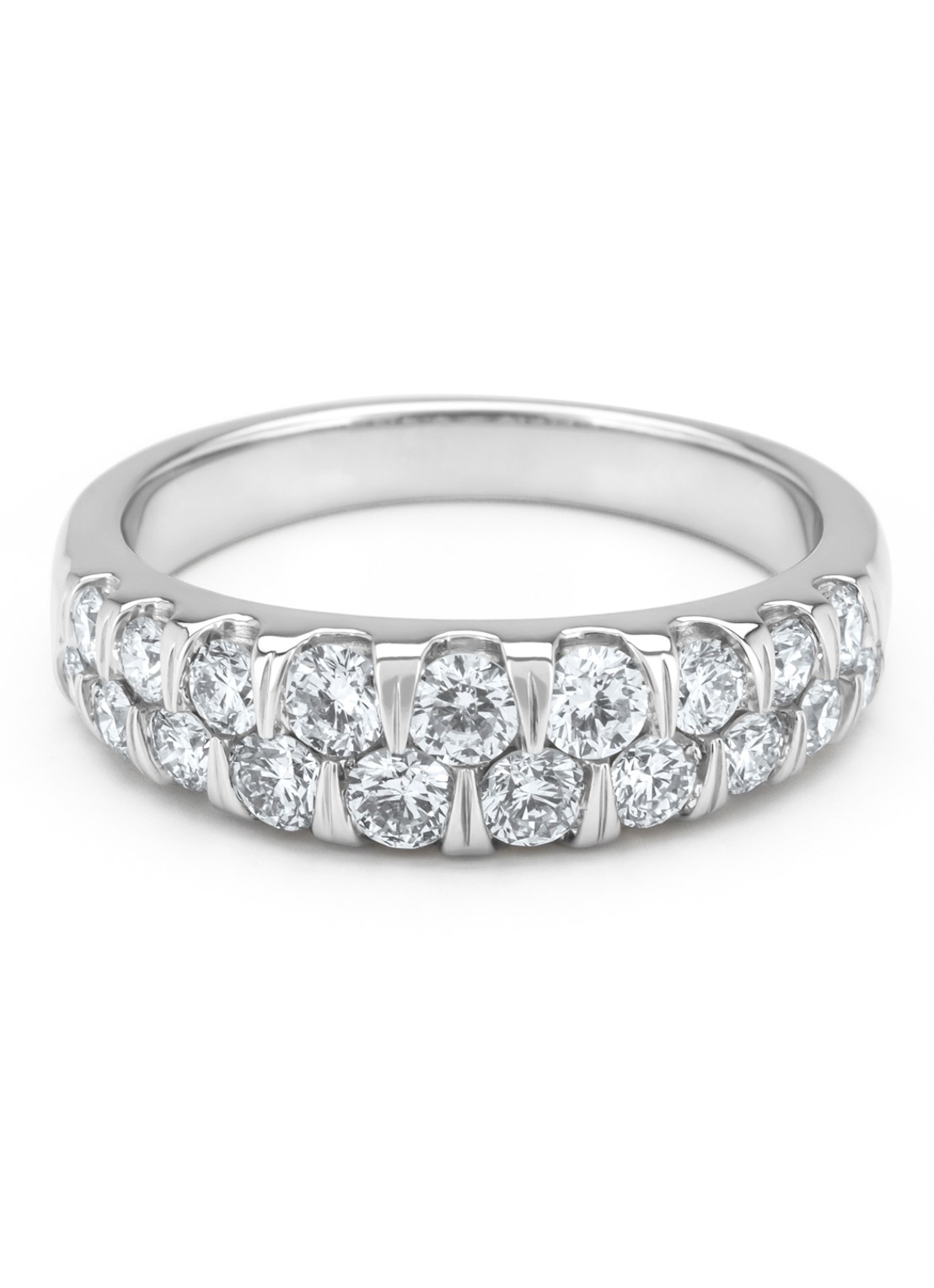 Diamond Point Witgouden ring, 1.05 ct diamant, Caviar - voorkant 4 witgoud