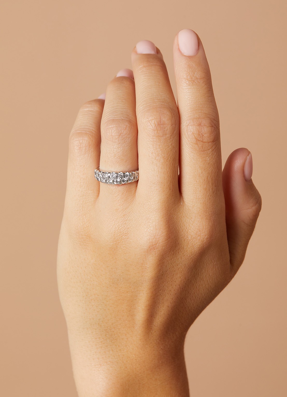 Diamond Point Witgouden ring, 1.05 ct diamant, Caviar - voorkant 5 witgoud