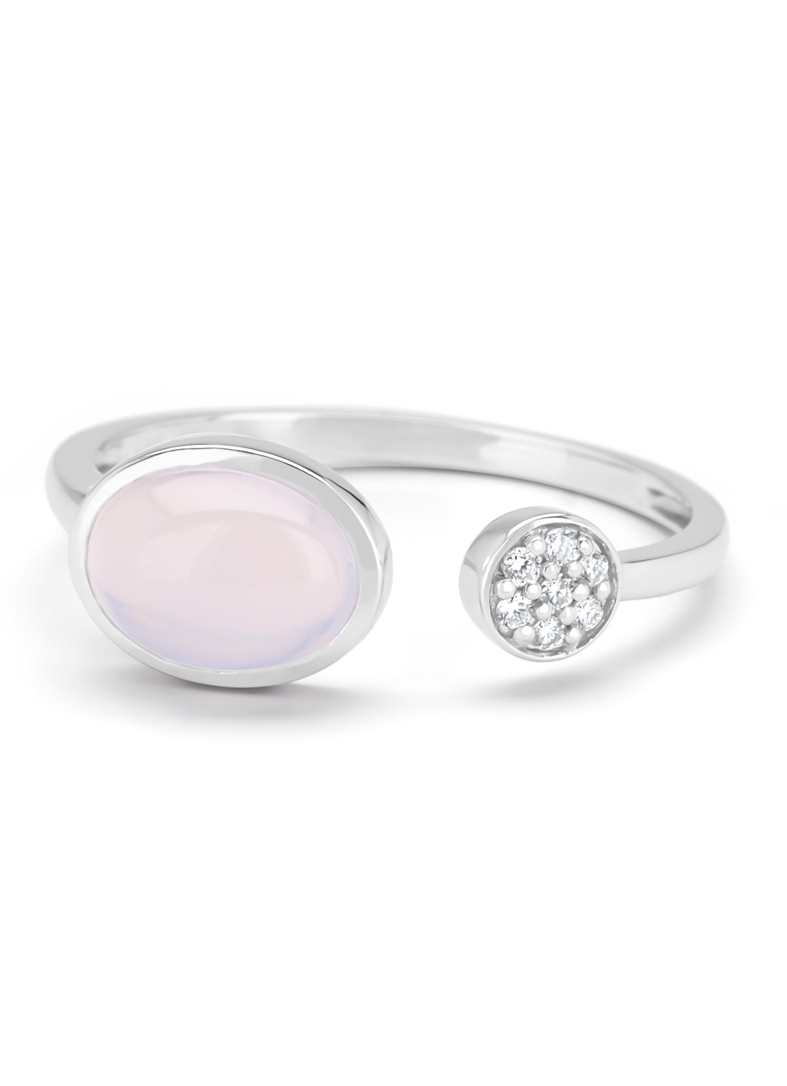 Diamond Point Witgouden ring, 1.19 ct blauwe chalcedoon, Little Drops - detail 2 witgoud