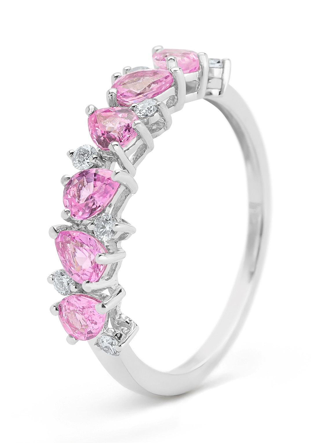 Diamond Point Witgouden ring, 1.19 ct roze saffier, Eden - voorkant witgoud