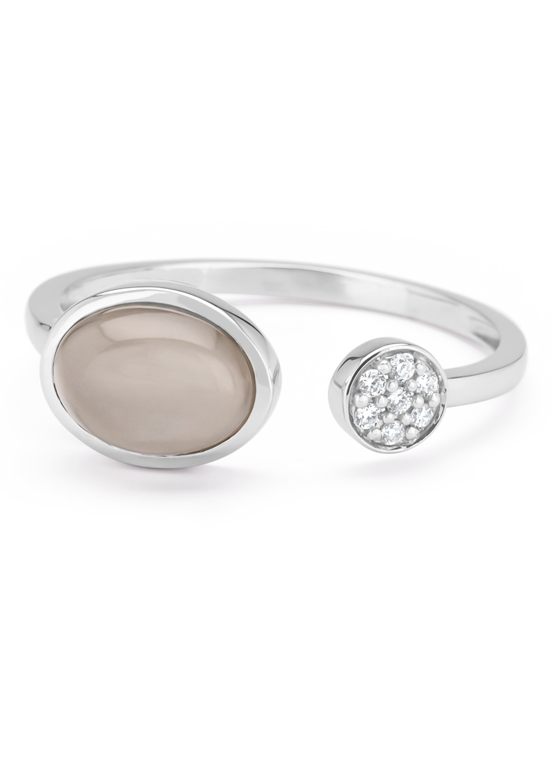 Diamond Point Witgouden ring, 1.24 ct maansteen, Little Drops - detail 2 witgoud