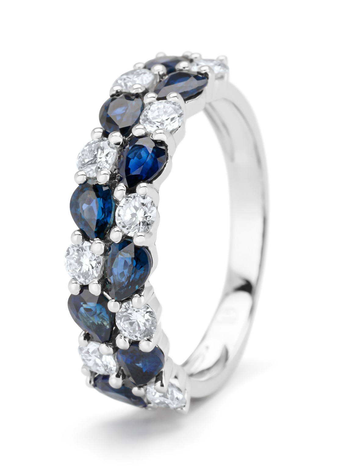 Diamond Point Witgouden ring, 1.65 ct blauwe saffier, Eden - voorkant witgoud