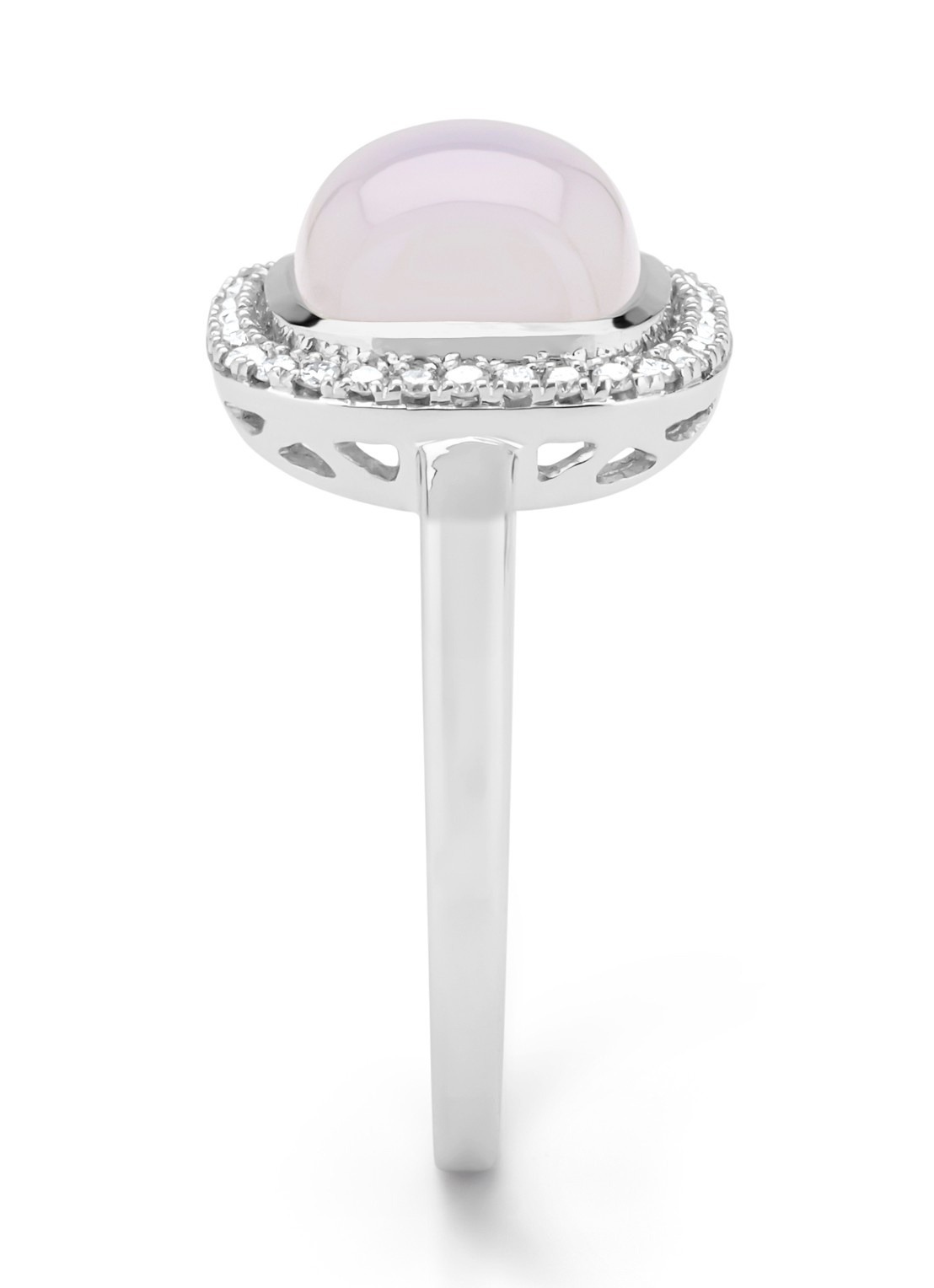 Diamond Point Witgouden ring, 2.45 ct blauwe chalcedoon, Little Drops - detail witgoud