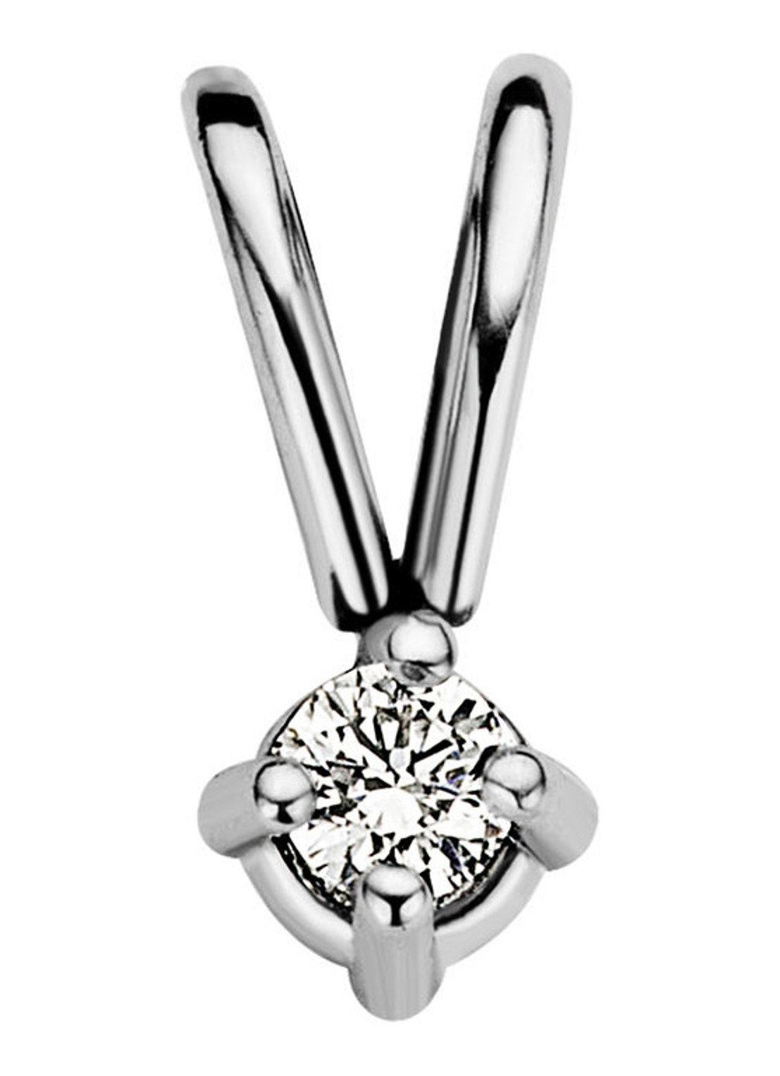 Diamond Point Witgouden solitair groeibriljant hanger, 0.02 ct. 0.02 ct diamant Groeibriljant - voorkant witgoud