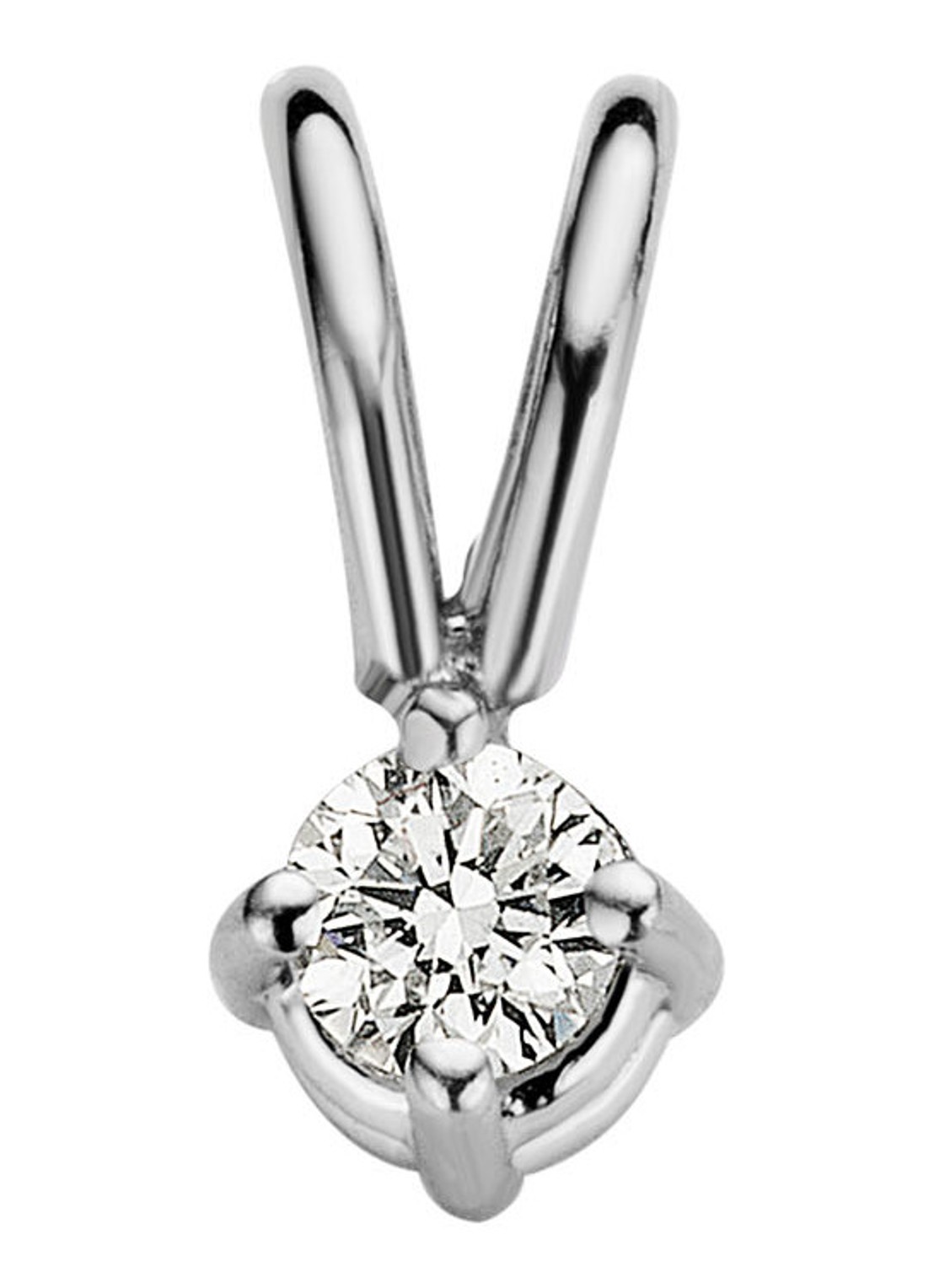 Diamond Point Witgouden solitair groeibriljant hanger, 0.05 ct. 0.05 ct diamant Groeibriljant - voorkant witgoud