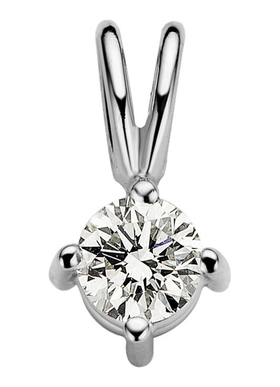 Diamond Point Witgouden solitair groeibriljant hanger, 0.18 ct. 0.18 ct diamant Groeibriljant - voorkant 2 witgoud
