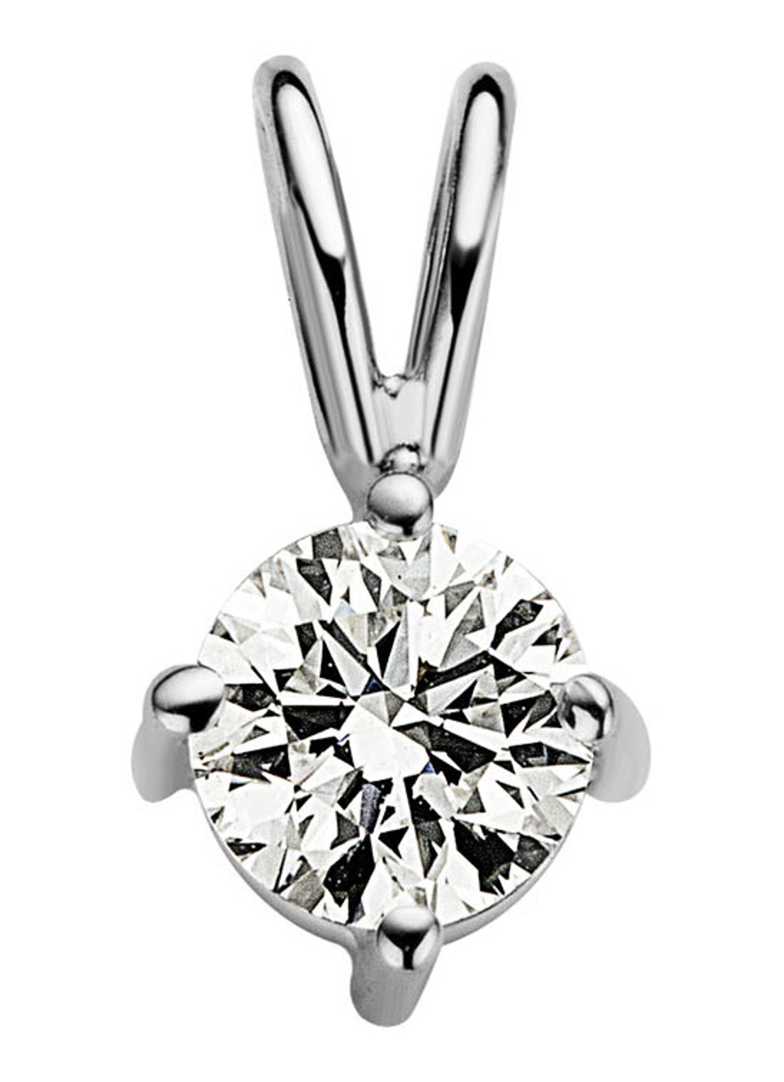Diamond Point Witgouden solitair groeibriljant hanger, 0.45 ct. 0.45 ct diamant Groeibriljant - voorkant witgoud