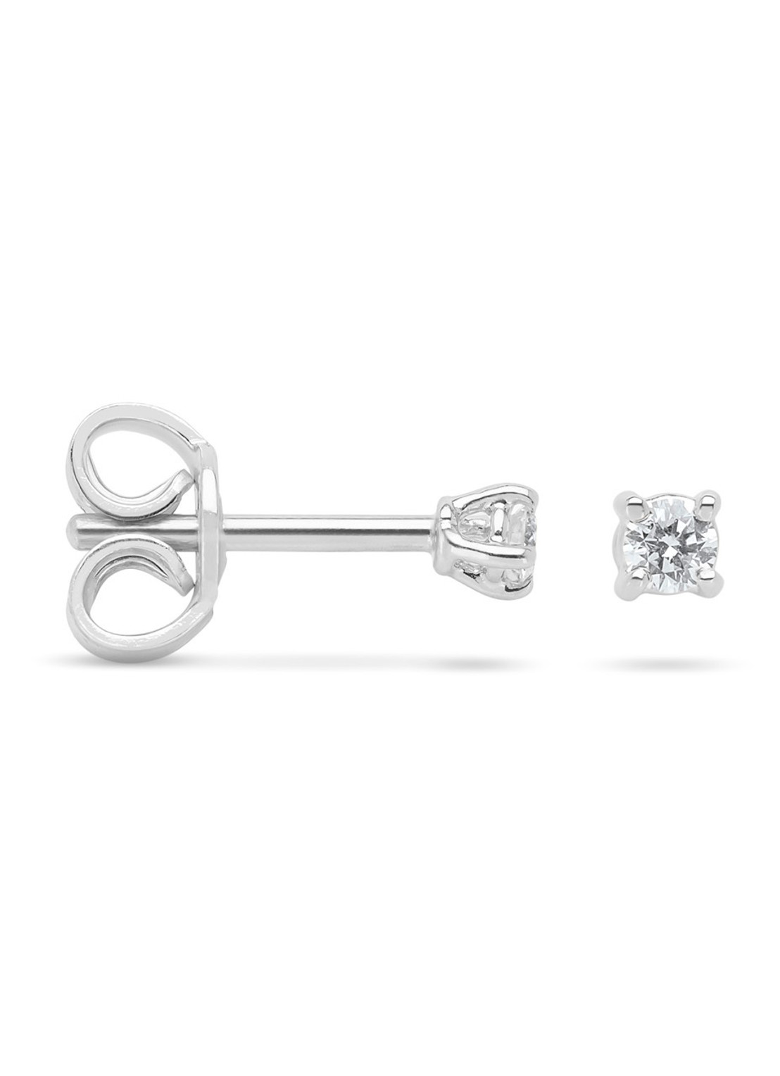 Diamond Point Witgouden solitair groeibriljant oorstekers, 0.08 ct. 0.08 ct diamant Groeibriljant - voorkant witgoud