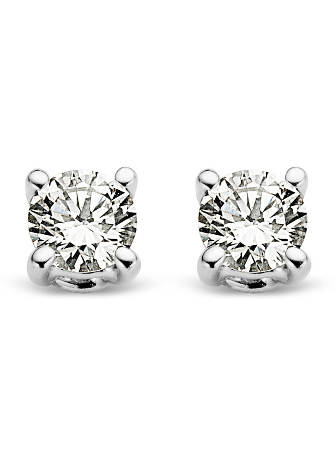 Diamond Point Witgouden solitair groeibriljant oorstekers, 0.08 ct. 0.08 ct diamant Groeibriljant - voorkant witgoud