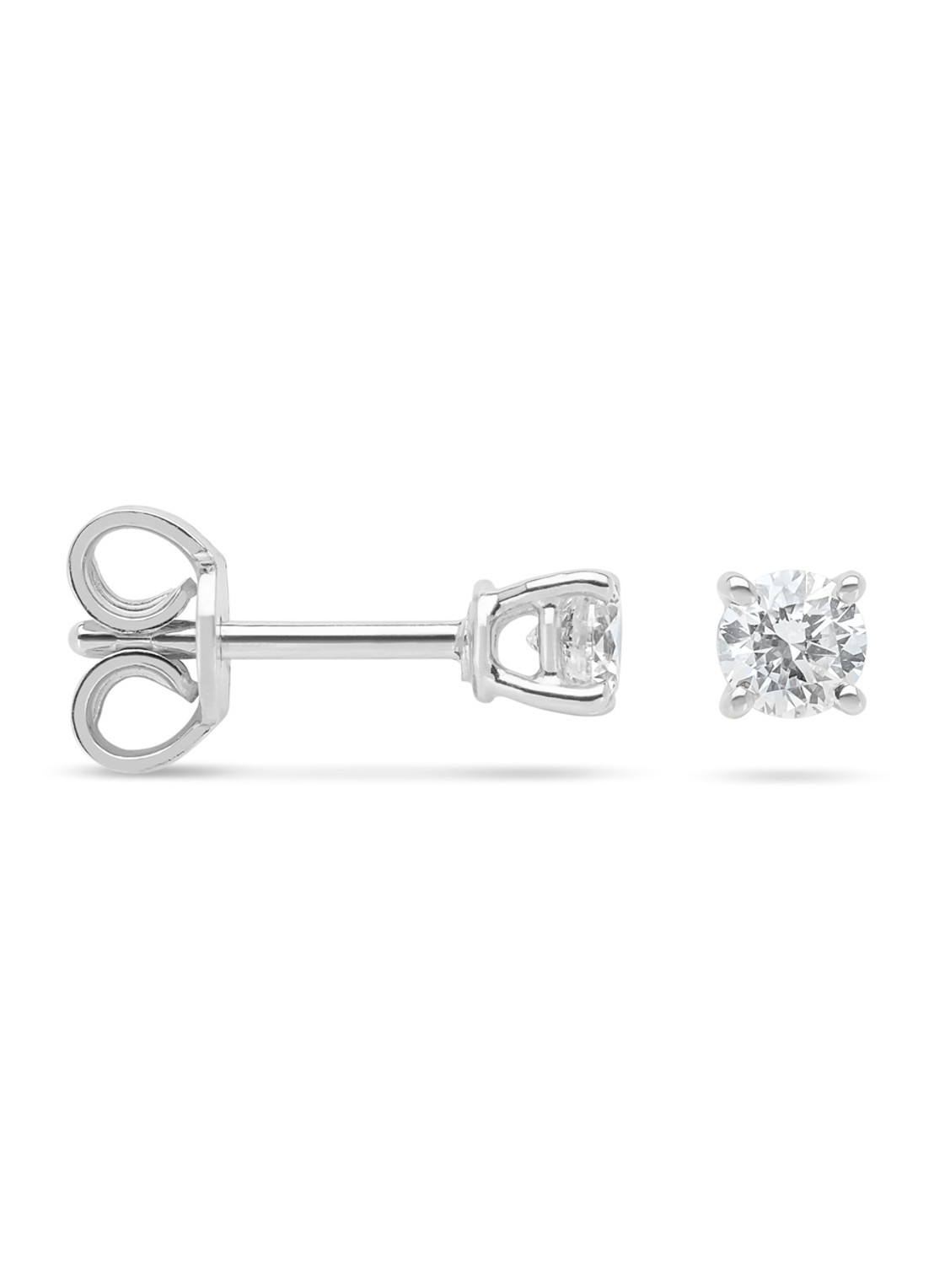 Diamond Point Witgouden solitair groeibriljant oorstekers, 0.40 ct. 0.40 ct diamant Groeibriljant - voorkant witgoud