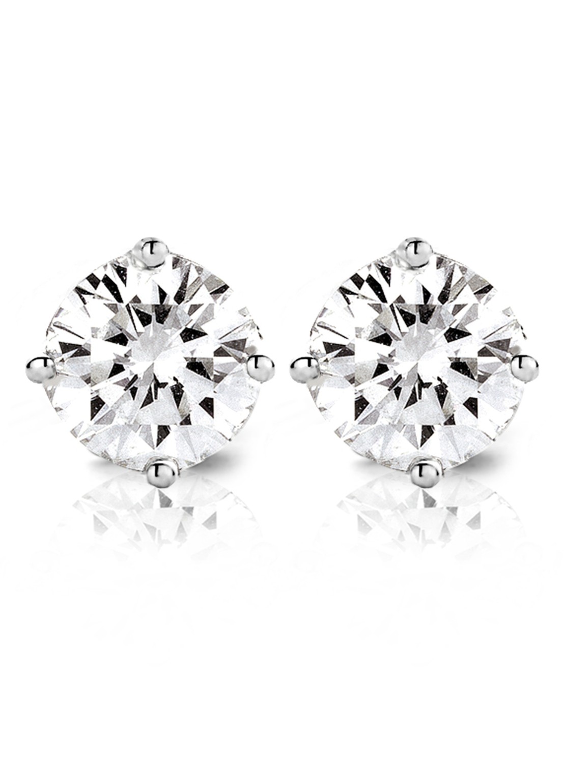 Diamond Point Witgouden solitair groeibriljant oorstekers, 1.00 ct. 1.00 ct diamant Groeibriljant - voorkant zilver
