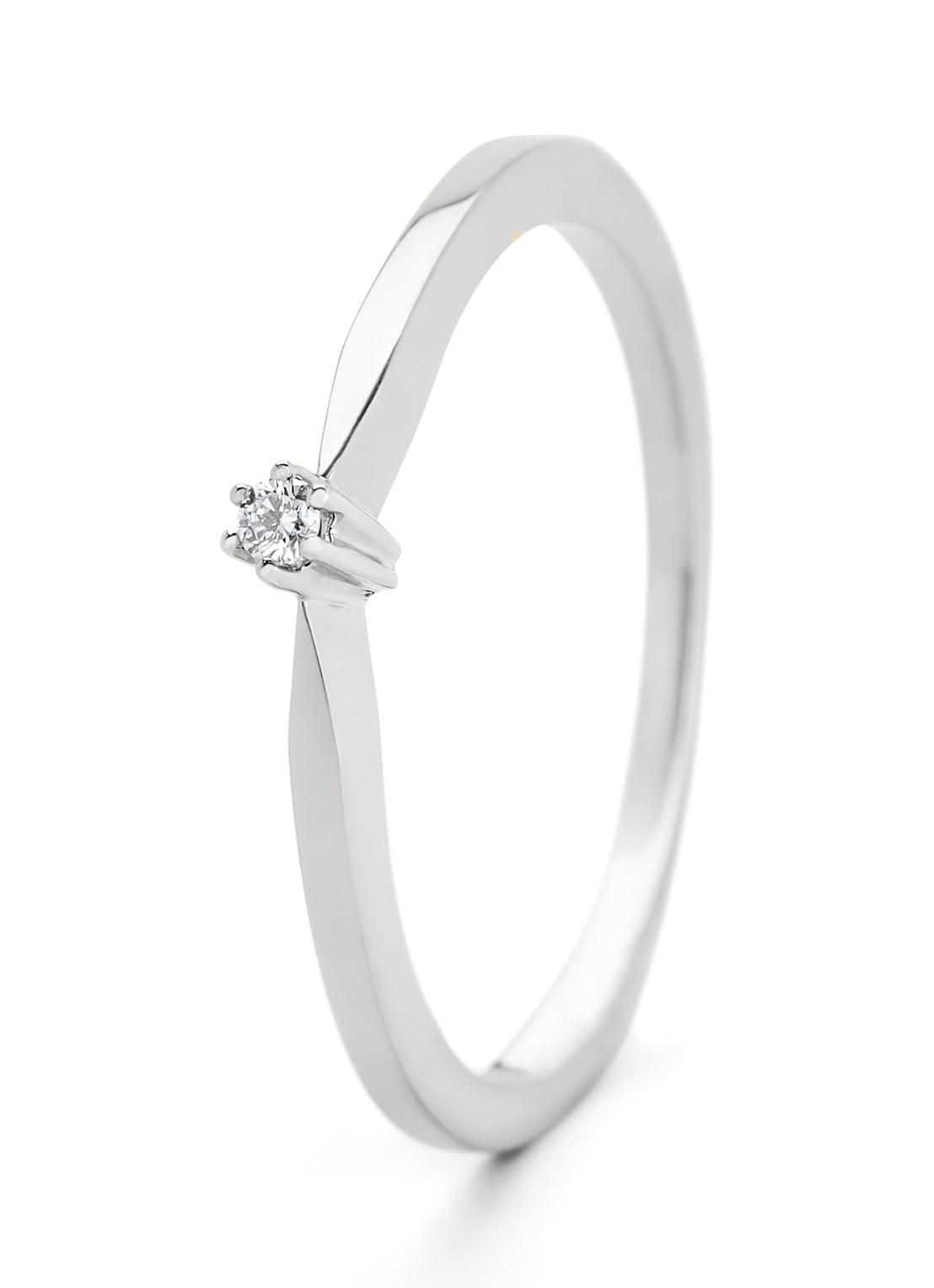 Diamond Point Witgouden solitair groeibriljant ring, 0.02 ct. 0.02 ct diamant Groeibriljant - voorkant witgoud