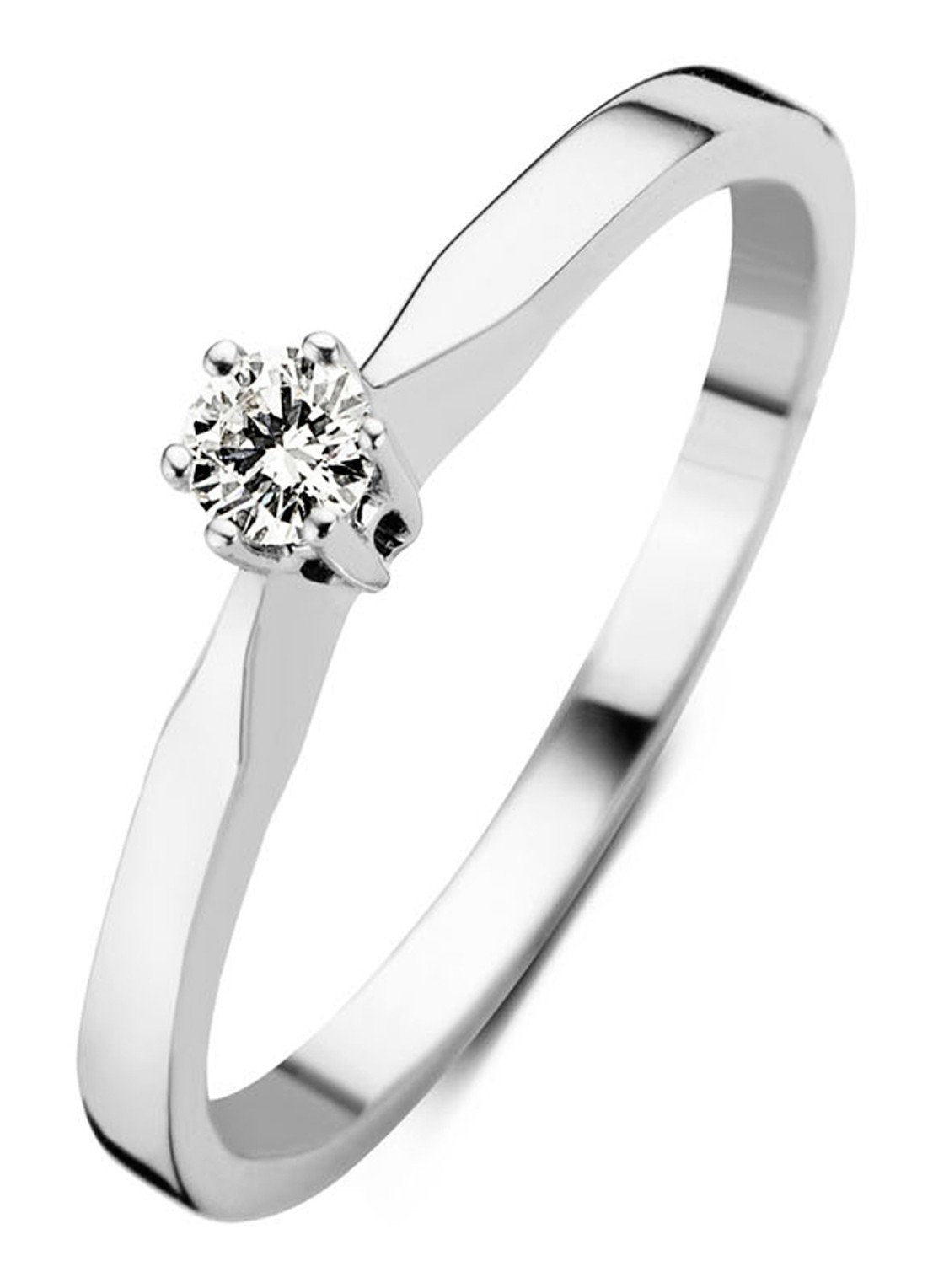 Diamond Point Witgouden solitair groeibriljant ring, 0.13 ct. 0.13 ct diamant Groeibriljant - voorkant witgoud